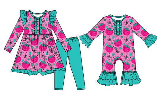 25.7.3 custom each style moq 5eta 4-6week Sibling Sisters baby girl long sleeve pants sets and rompers match family design