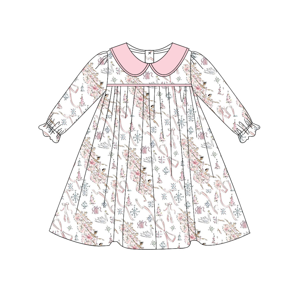 7.2 custom each style moq 5eta 4-6week Sibling Sister Christmas bow pink baby girls sets and dress match family design