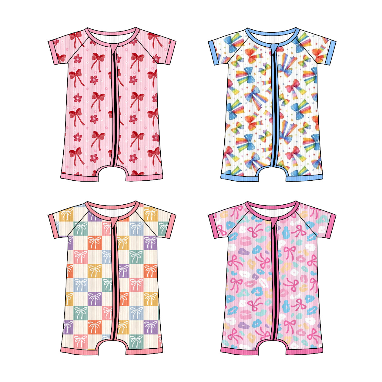 25.6.5 custom each style moq 5eta 4-6week Sibling Sisters bow baby girl short sleeve romper 1 and romper 4 match family design