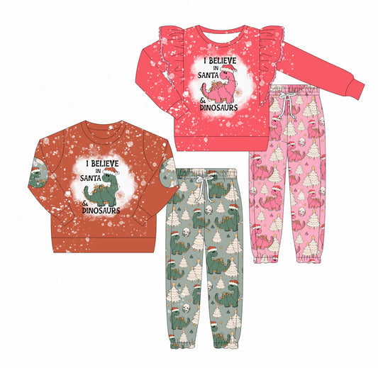 25.6.4 custom each style moq 5eta 4-6week Sibling Sisters dinosaur baby girl long sleeve pants sets 1 and sets 2 match family design