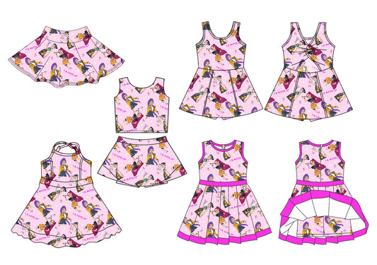 25.10.11 custom each style moq 5 eta 6-8week milk silk Sibling Sister baby girl sleeveless skirts sets and dress 3 and skirt match design