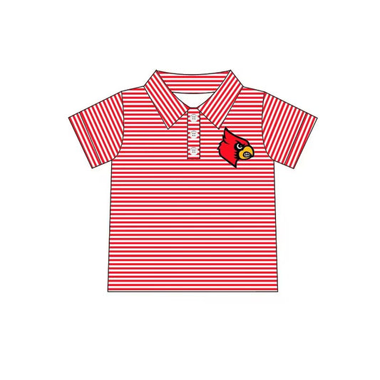 custom moq 5 tat about 4-6 weeks team baby Boys clothes red striped Milk Silk short sleeve top