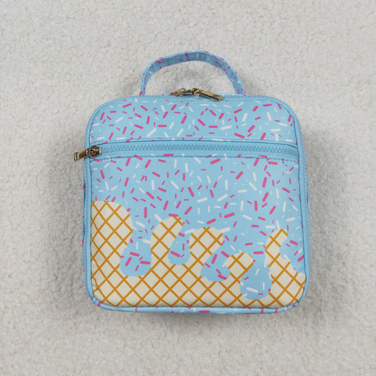RTS NO MOQ BA0296 Team fireworks plaid blue lunch bag lunch box bag