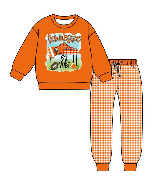 Custom moq 5 mix size milk silk summer teams baby boy clothes orange long sleeve pants sets-25.9.9