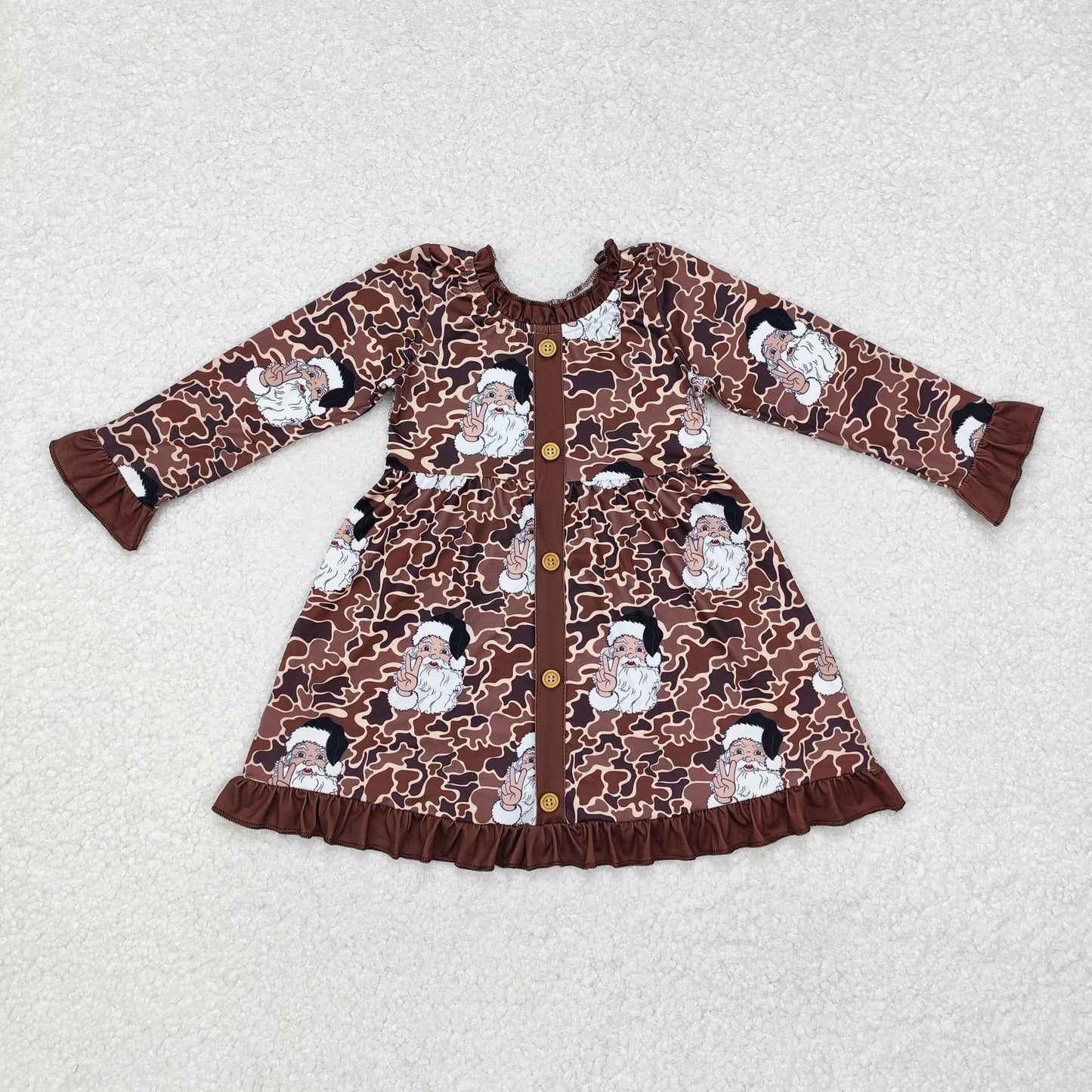 RTS NO MOQ Sibling Baby Girls clothes Christmas Santa Claus long sleeve dress and romper Clothes