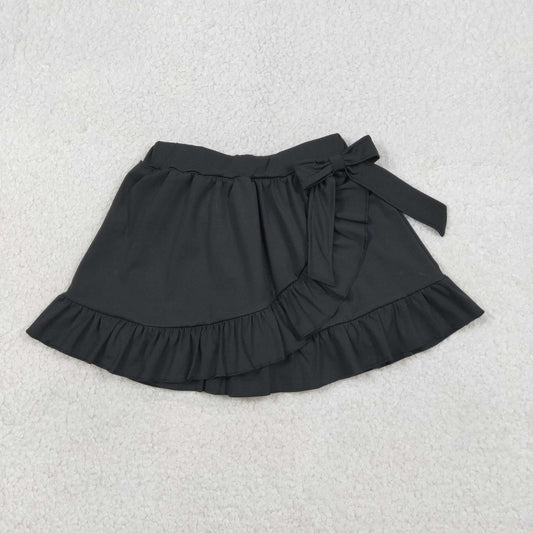 RTS NO MOQ（In Stock ) GLK0218 Solid Black Lace Bow Yoga Skirt