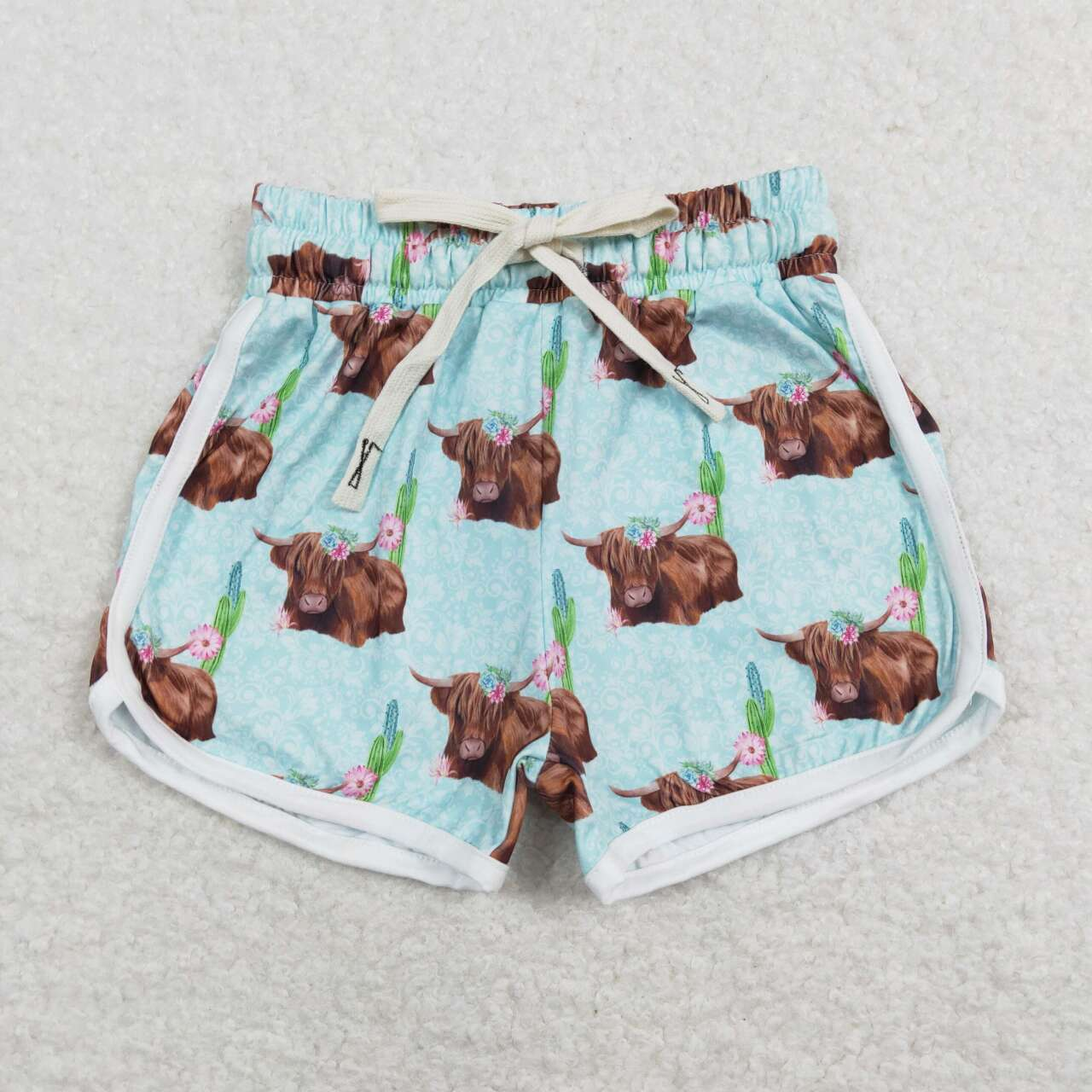 RTS NO MOQ Adults women and Baby Girls Alpine Yak Mint Green Yoga Shorts