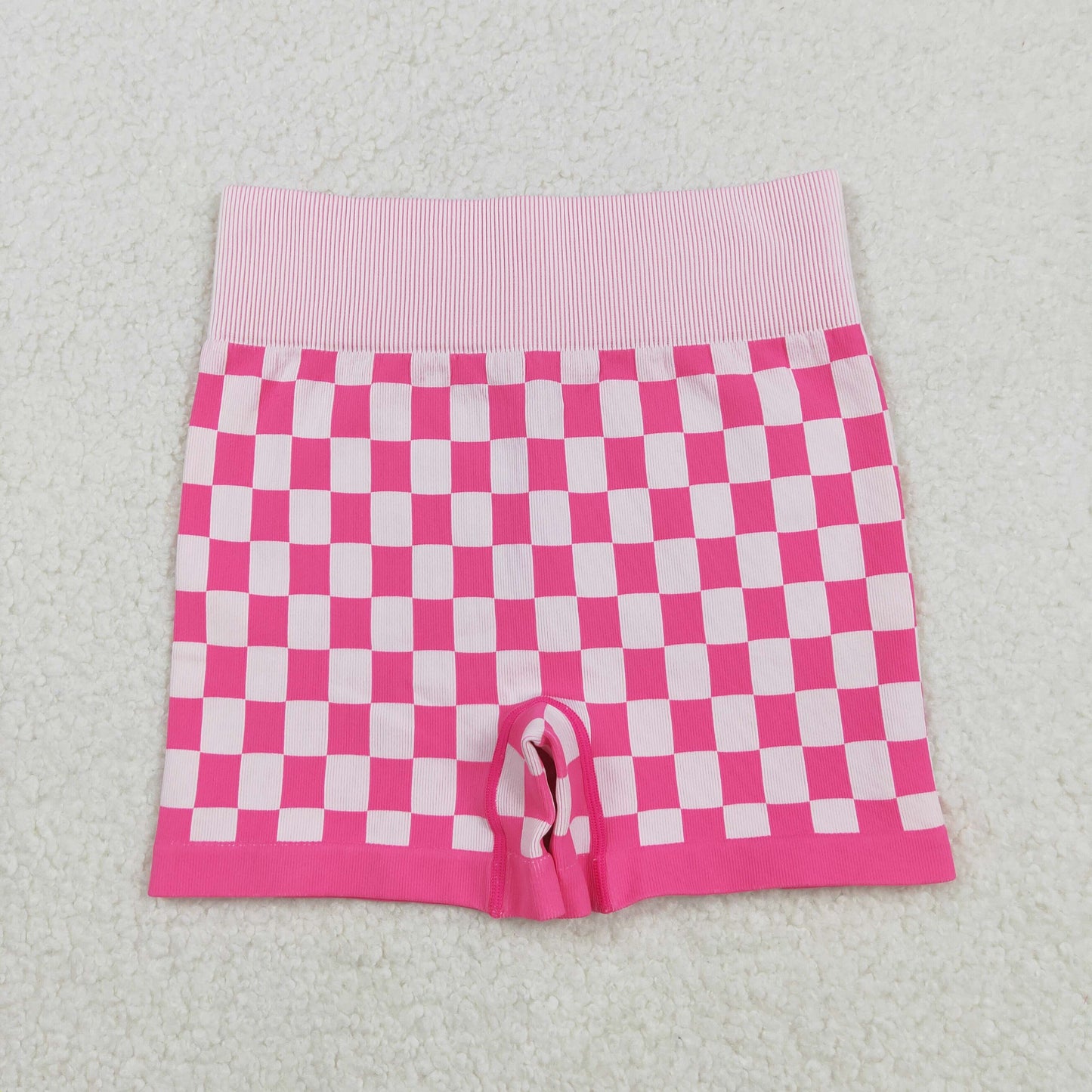 RTS NO MOQ（In Stock) SS0645 Adult Women's Pink and White Checkered Shorts