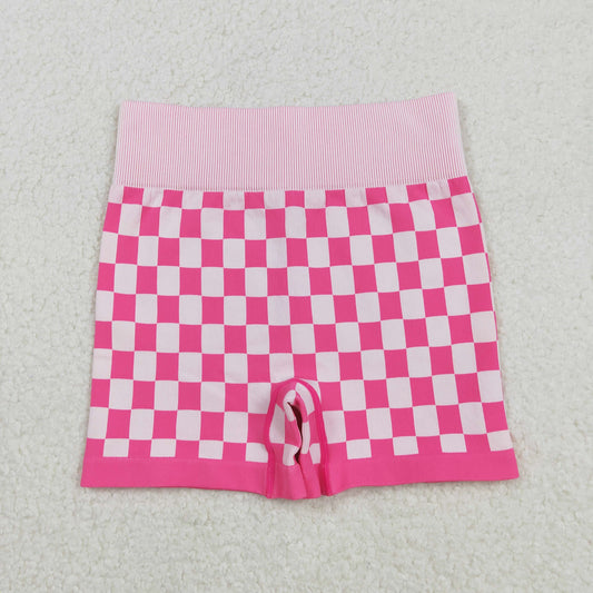 RTS NO MOQ（In Stock) SS0645 Adult Women's Pink and White Checkered Shorts