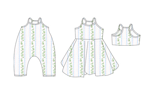 3.20 custom each style moq 5eta 4-6week Sibling Sisters floral baby girl short sleeve dress and rompers match family design