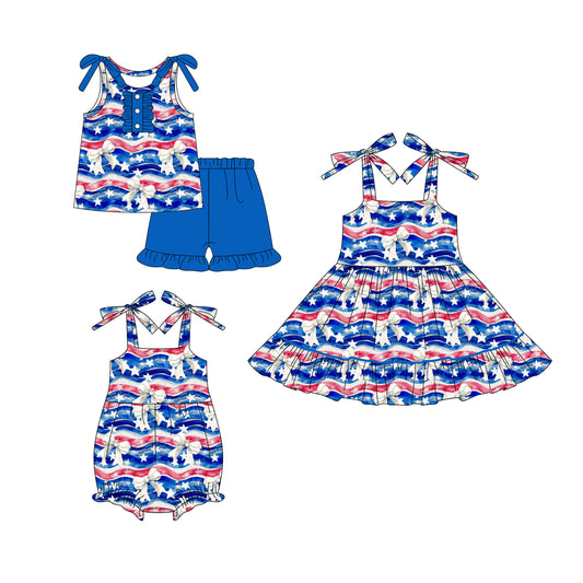 4.17 custom each style moq 5eta 4-6week Sibling Sisters stars bow baby girl short sleeve shorts sets and dress and rompers match family design