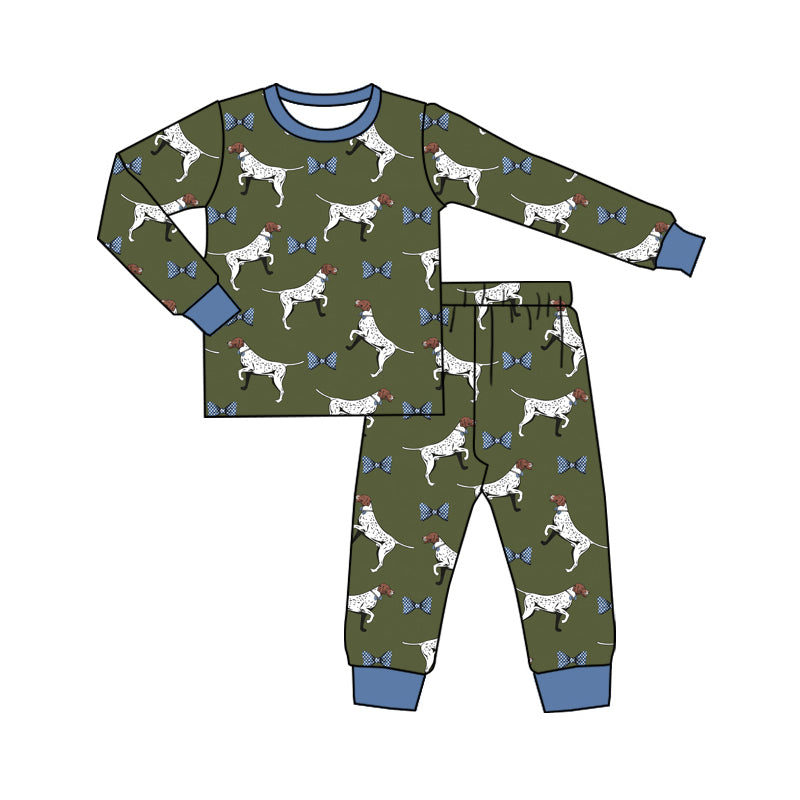 10.24 custom each style moq 5eta 4-6week Sibling puppy bow baby boys sets and rompers match family design