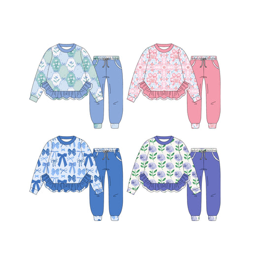 25.6.2 custom each style moq 5eta 4-6week Sibling Sisters Christmas baby girl long sleeve pants sets 1 and sets 4 match family design