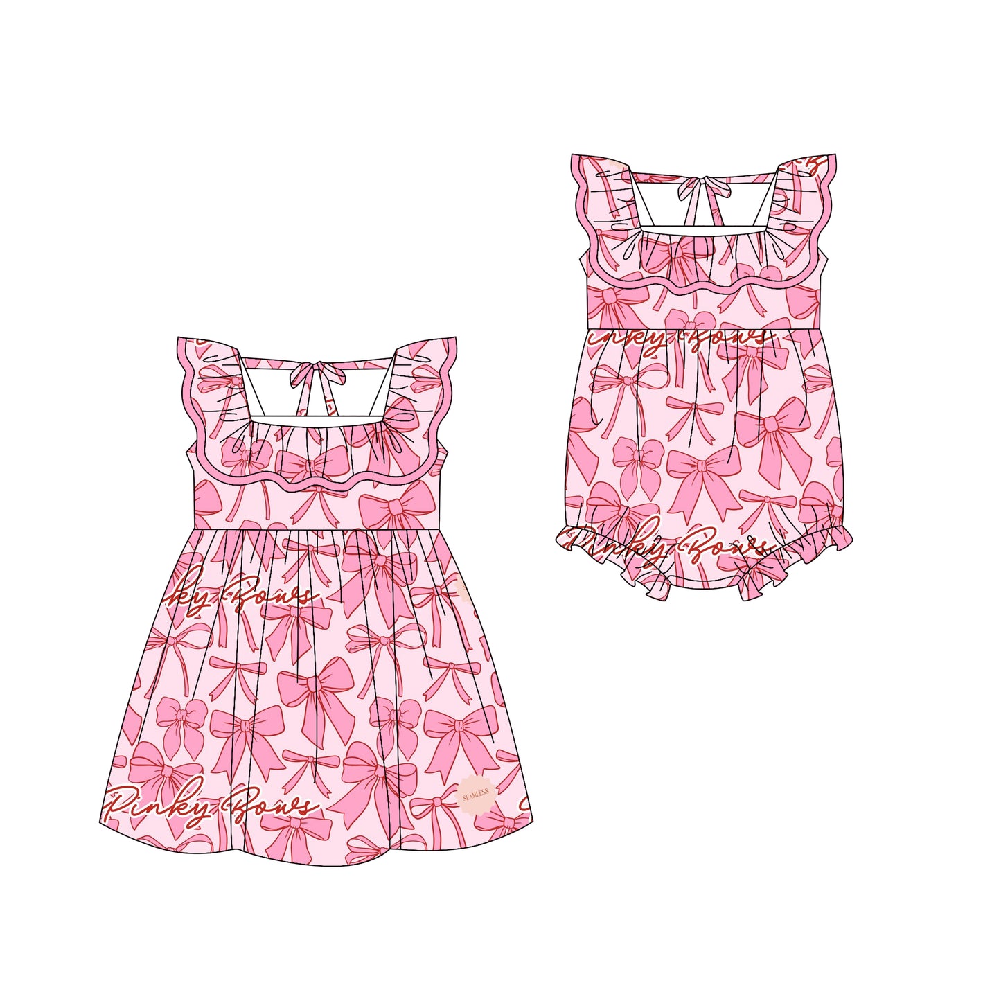 2.28 custom each style moq 5eta 4-6week Sibling Sister bow baby girl short sleeve dress and rompers match family design