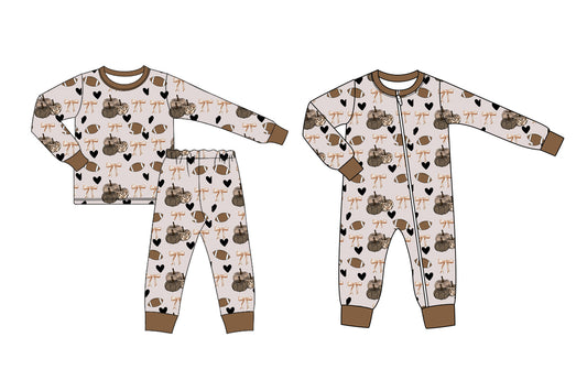 25.6.13 custom each style moq 5eta 4-6week Sibling Sisters pumpkin bow baby boy long sleeve pants sets and rompers match family design