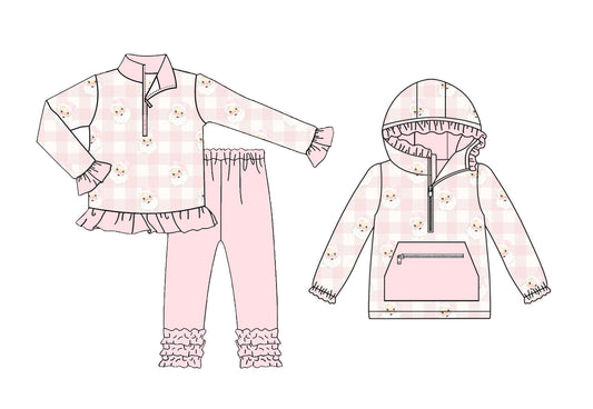 25.9.1 custom each style moq 5eta 4-6week Sibling Sisters Christmas baby girl long sleeve pants sets and top match family design