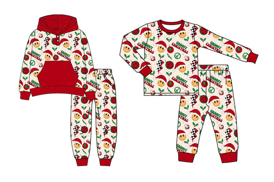 25.6.9 custom each style moq 5eta 4-6week Sibling Sisters Christmas smiley baby girl long sleeve pants sets 1 and sets 2 match family design