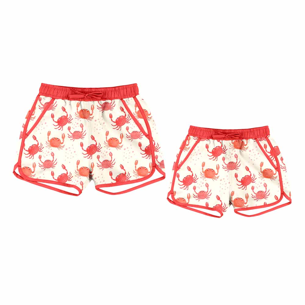 25.10.1 custom each style moq 5eta 4-6week Sibling Sister crab baby kids clothes summer shorts and adult shorts match design