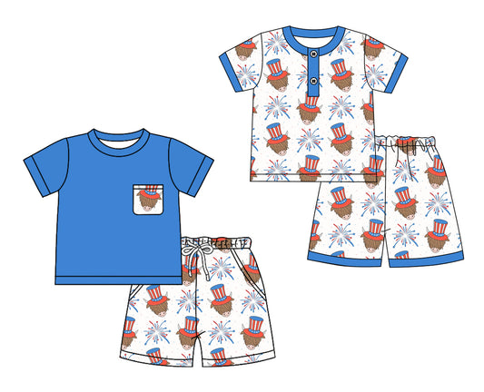 12.19 custom each style moq 5eta 4-6week Sibling Sister 4th of july baby girls short sleeve shorts sets 1 and sets 2 match design