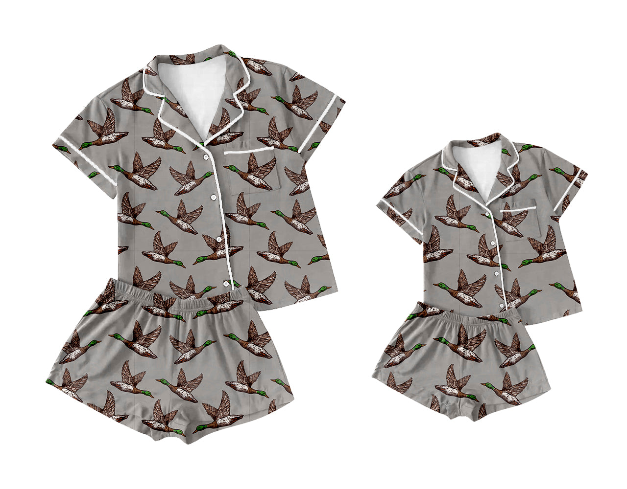 11.1 custom each style moq 5eta 4-6week Sibling Sister duck baby girl short sleeve shorts sets and adult sets match design