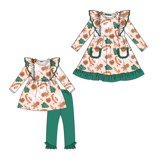 25.6.26 custom each style moq 5eta 4-6week Sibling Sisters Christmas baby girl long sleeve pants sets and dress match family design