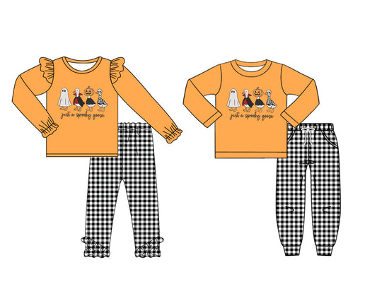 25.6.19 custom each style moq 5eta 4-6week Sibling Sisters Halloween baby girl long sleeve pants sets 1 and sets 2 match family design
