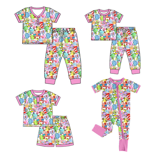 11.28 custom each style moq 5eta 4-6week Sibling Sister dr seuss baby girl sets and sets 2 and shorts sets and rompers match family design