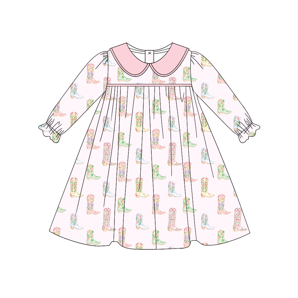 7.2 custom each style moq 5eta 4-6week Sibling Sister boots pink baby girls sets and dress match family design