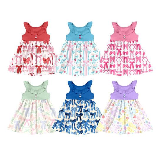 3.24 custom each style moq 5eta 4-6week Sibling Sister baby girls short sleeve dress and dress 6 match design