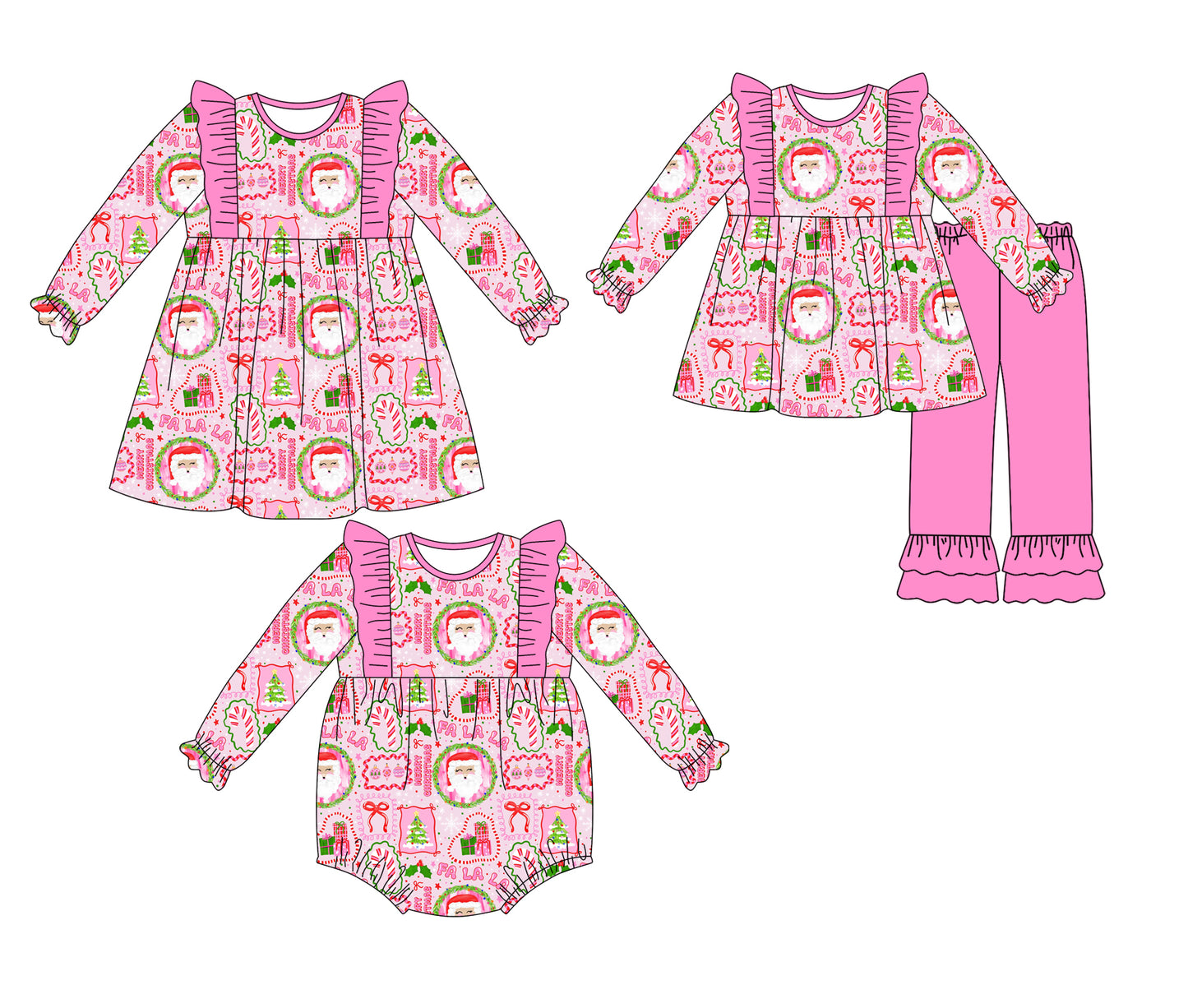 25.7.19 custom each style moq 5eta 4-6week Sibling Sisters Christmas baby girl long sleeve pants sets and dress and rompers match family design