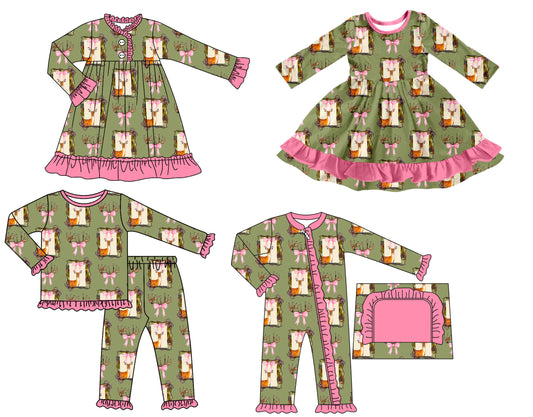 25.7.10 custom each style moq 5 eta 4-6week Sibling Sisters Christmas baby girl long sleeve pants sets and romper and dress 1 and dress 2 match family design