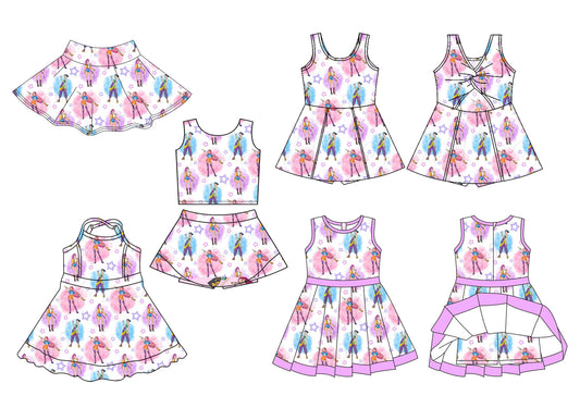 25.10.11 custom each style moq 5 eta 6-8week milk silk Sibling Sister baby girl sleeveless skirts sets and dress 3 and skirt match design
