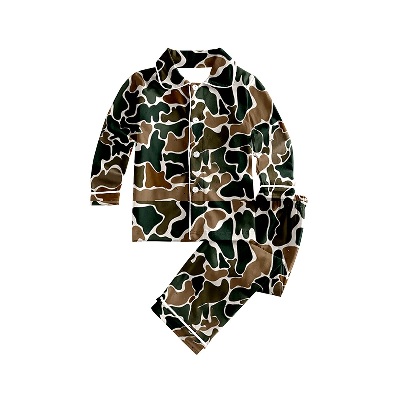 Deadline September 12 custom no moq eta 6-8weeks Camouflage Button Long Pajama Set