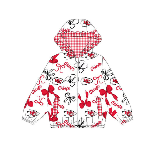 Custom moq 8 mix size milk silk summer team baby girls clothes bow red hooded long sleeve top-25.9.27