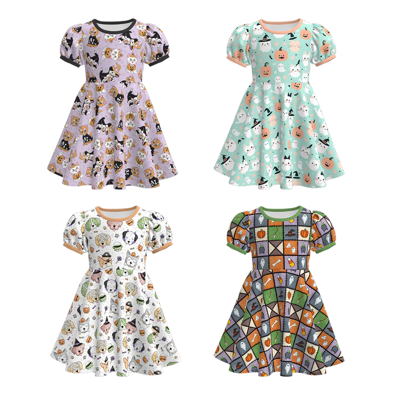 Custom moq 5 each style eta 6-7weeks baby girls summer short sleeve dress