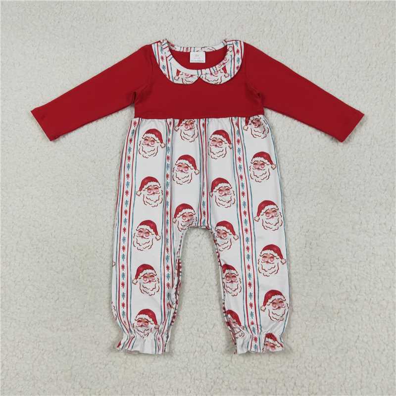 Baby Girls Christmas Santa Collar Collection - Red White Ruffle Pant Set & Romper