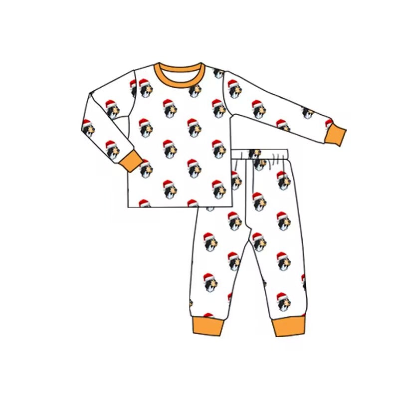 Custom moq 3 tat about 6-8 weeks  team Boys'Christmas white long sleeve and long pants suit