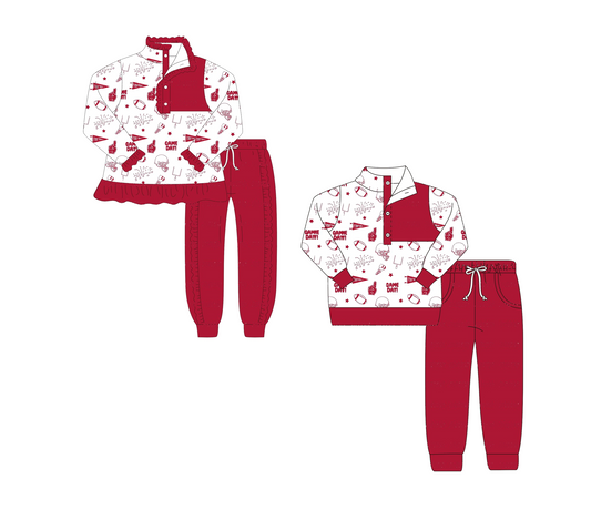 Custom moq 3 mix size eta 6-8weeks Red long-sleeved trousers team suit