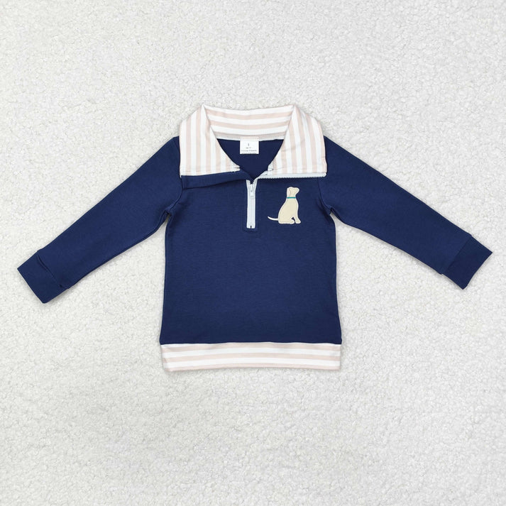 RTS NO MOQ Sibling baby boy clothes embroidery western duck farm zipper long-sleeved tops