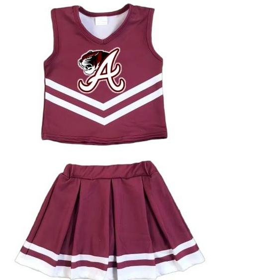 Custom moq 5 each style eta 6-7weeks baby girl clothes team brick red short sleeve skirt sets-25.8.15