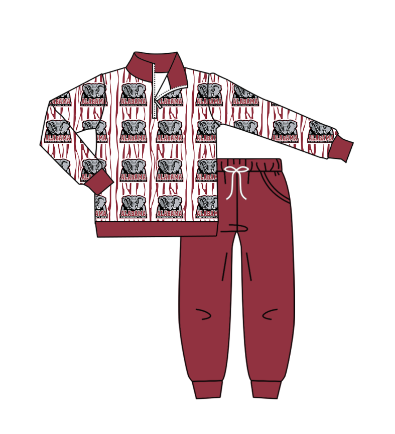 Custom moq 5 mix size milk silk summer teams baby girl boys clothes dark red long sleeve pants sets 2-25.10.30