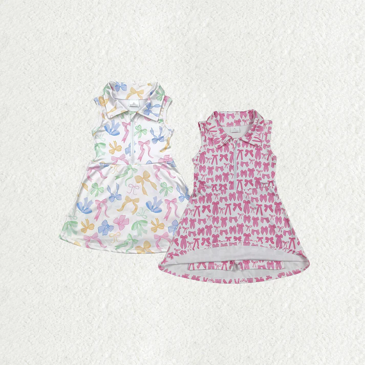 RTS NO MOQ Sibling baby girl clothes yoga bow short-sleeved dress