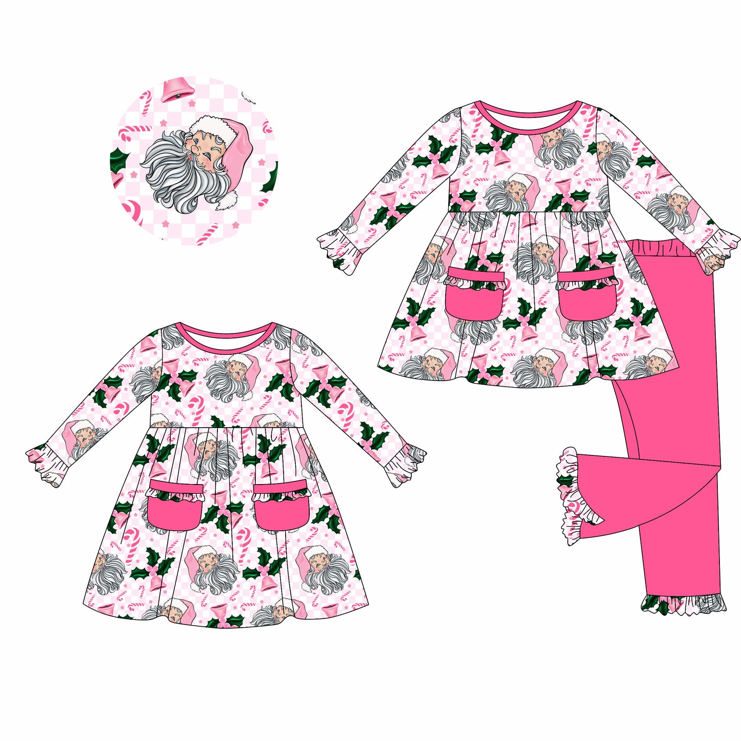 25.5.19 custom each style moq 5eta 4-6week Sibling Sisters Christmas bow baby girl long sleeve pants sets and dress match family design