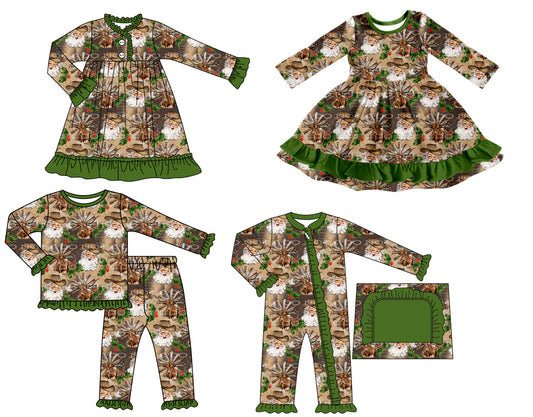 25.7.8 custom each style moq 5 eta 4-6week Sibling Sisters Christmas baby girl long sleeve pants sets and romper and dress 1 and dress 2 match family design