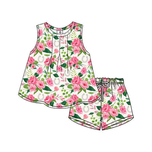 12.9 custom each style moq 5eta 4-6week Sibling Sister floral baby girl short sleeve shorts fish sets 1 and easter sets 2 match design