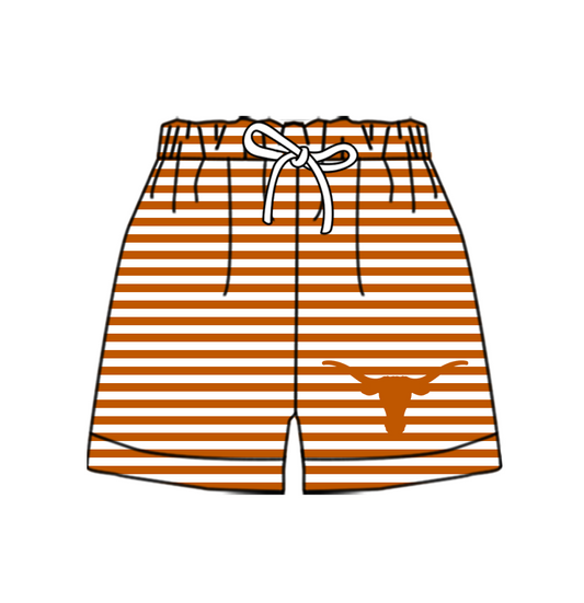 Custom moq 5 mix size milk silk summer teams Baby Orange Striped Drawstring Shorts for Children Elastic Waist Kids Summer Shorts