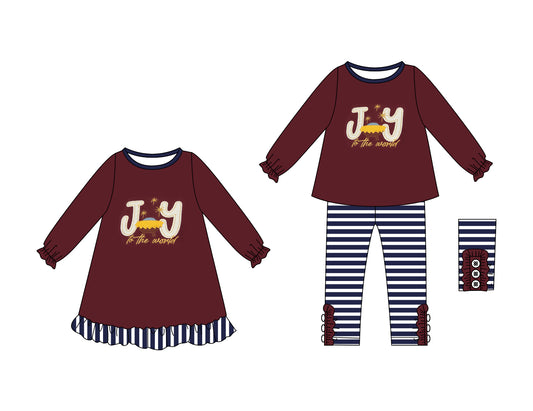 25.6.11 custom each style moq 5eta 4-6week Sibling Sisters baby girl long sleeve pants sets and dress match family design