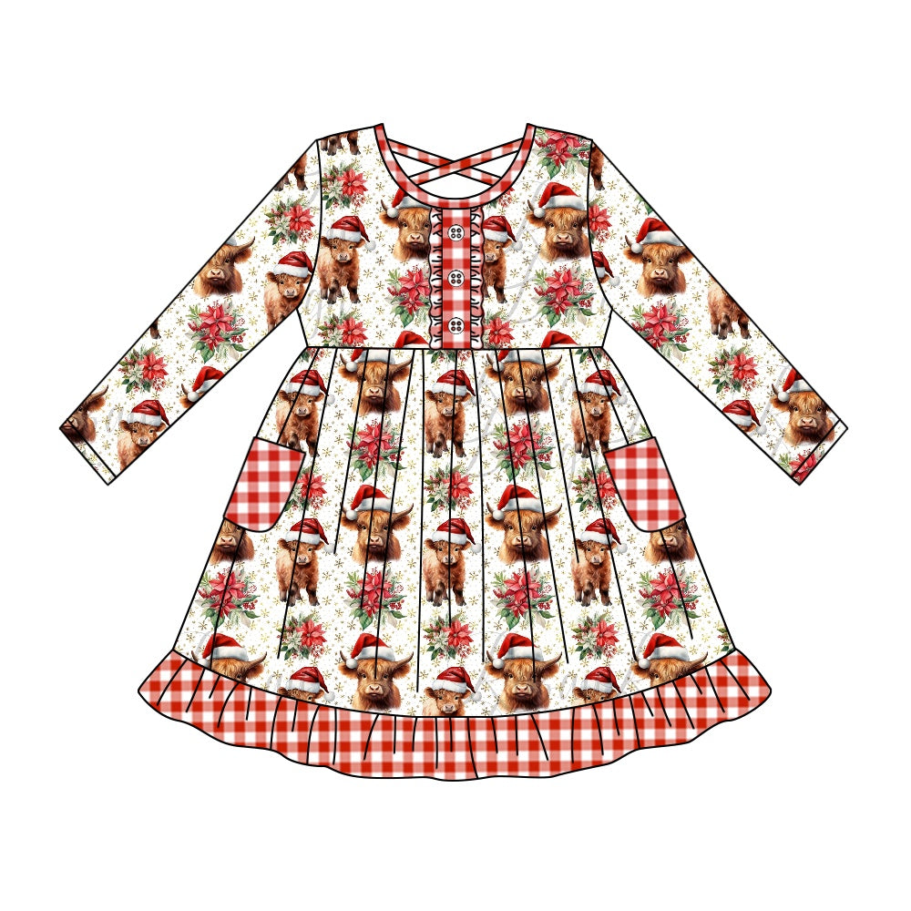 5.22 custom each style moq 5eta 4-5week Sibling Sister Christmas cow girls and boys outfits and baby romper match family design