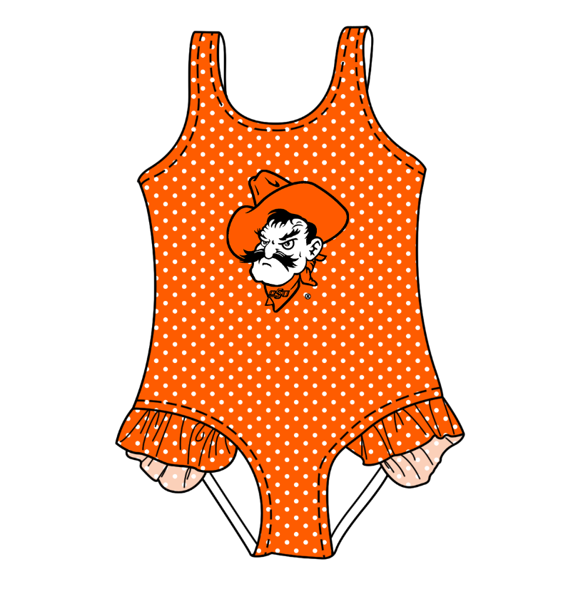 Custom moq 5 mix size milk silk summer teams Orange Baby Girl Sleeveless Polka Dot Lace Onesie Swimsuit Cute Summer Beachwear for Little Girls