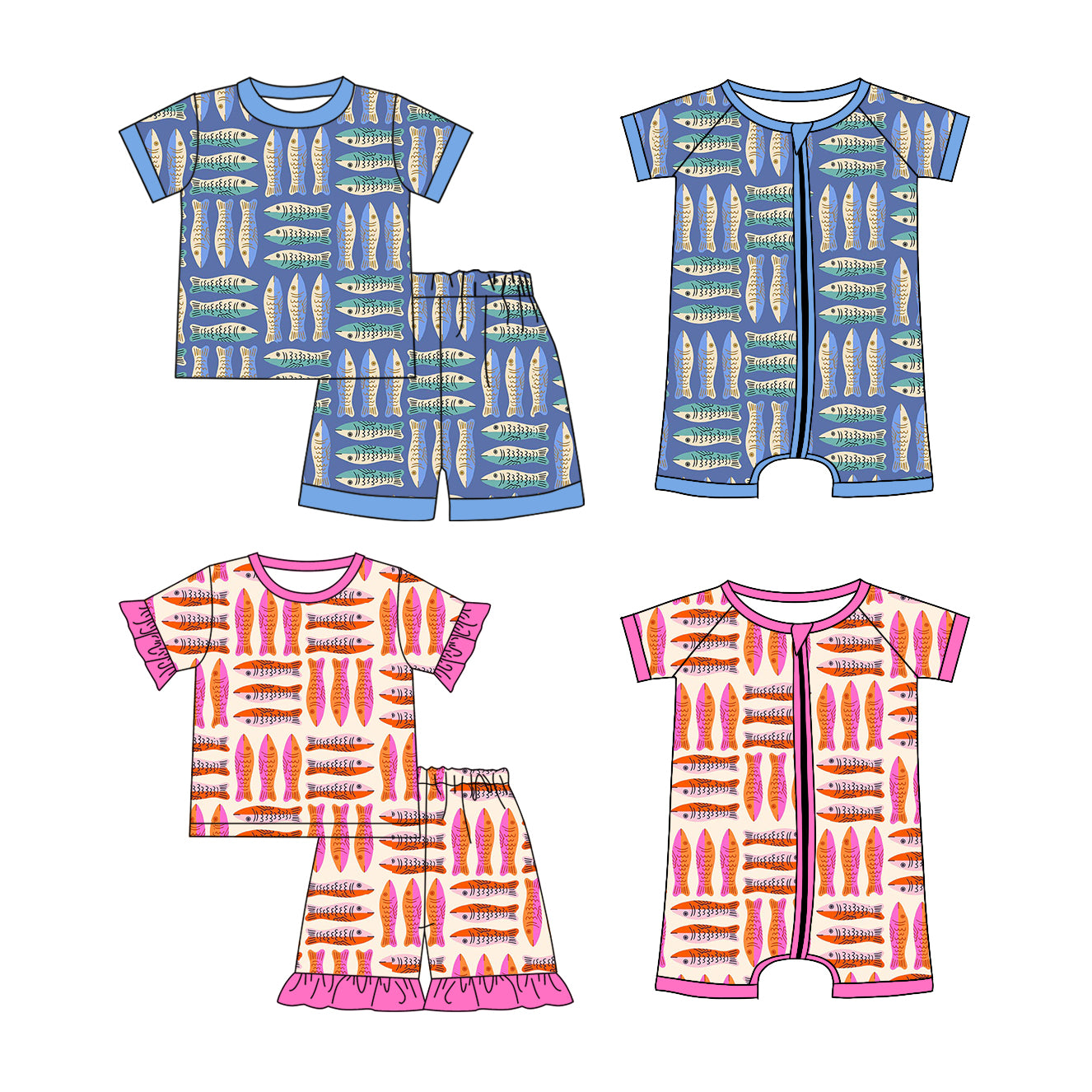 4.14 custom each style moq 5eta 4-6week Sibling Sister baby boy sets 1 and sets 2 and boy rompers and girl rompers match family design